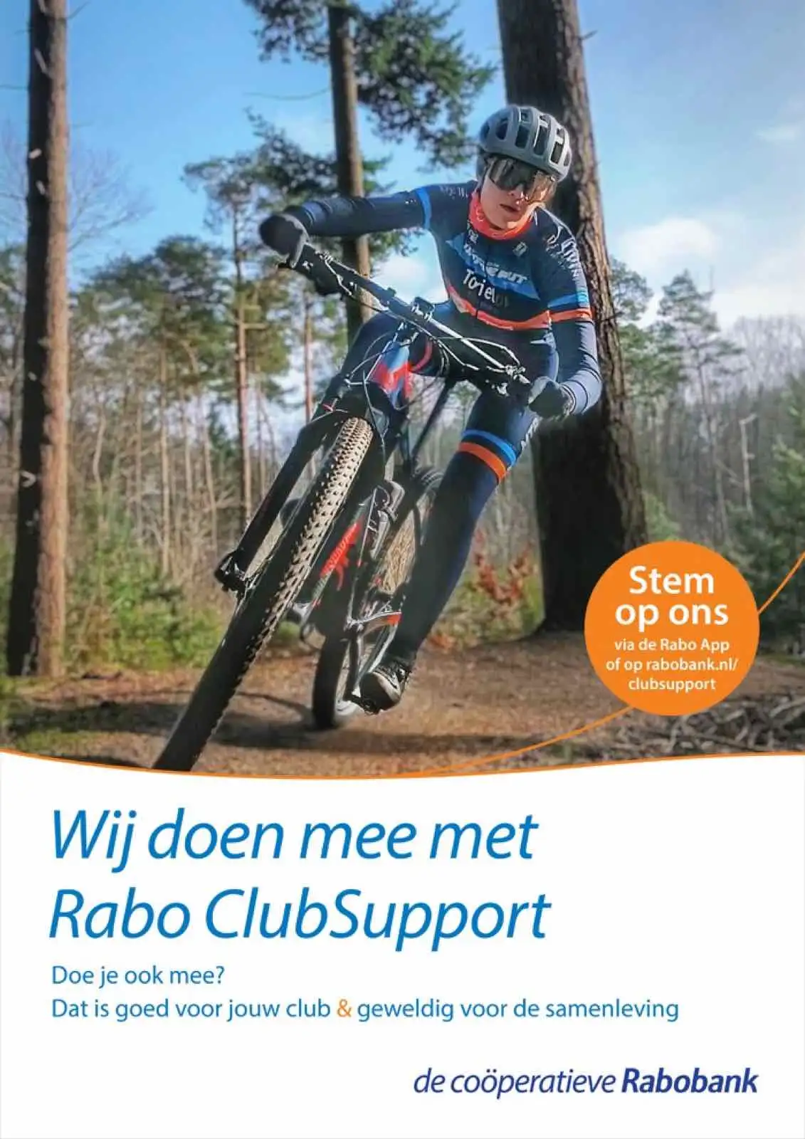 Poster van de stemactie voor het bikepark bij Rabo ClubSupport